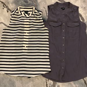 J. Crew Sleeveless Button Front Tops in Navy/White Stripes and Grey Size 00